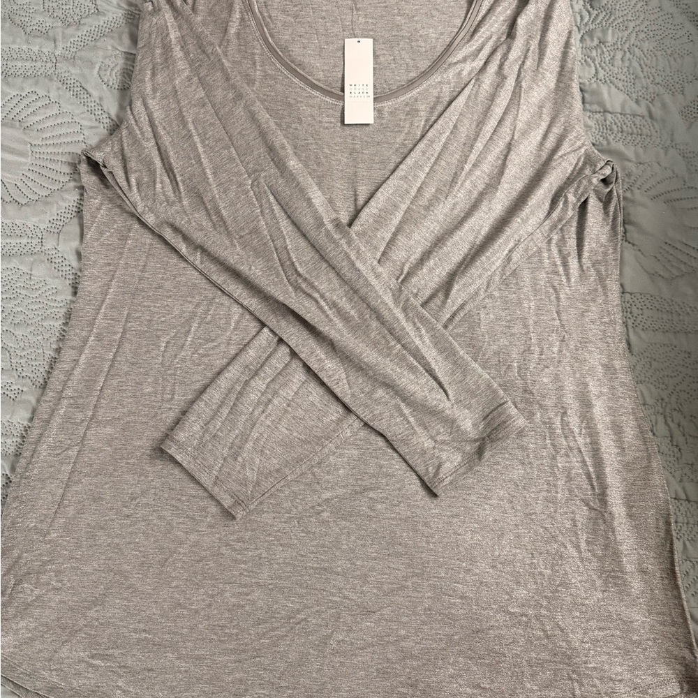 White House Black Market Light Gray Long Sleeve Top